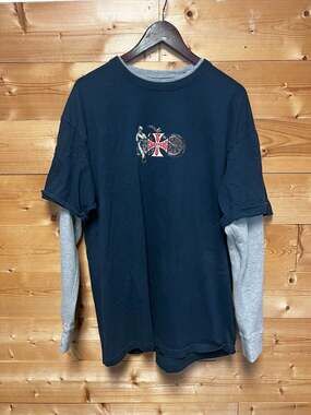 Vintage West Coast Choppers Jesse James Skeletal Biker 2-Fer Long Sleeve Shirt X